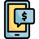 bubble, chat, dollar, message, payment 