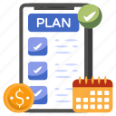 financial plan, list, checklist, financial schedule, todo