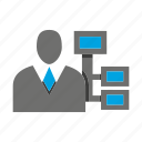 avatar, business man, chart, diagram, office, person, profile