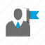 avatar, business man, flag, office, person, profile, target 