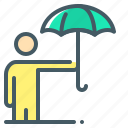 insurance, person, protection, umbrella, under an umbrella