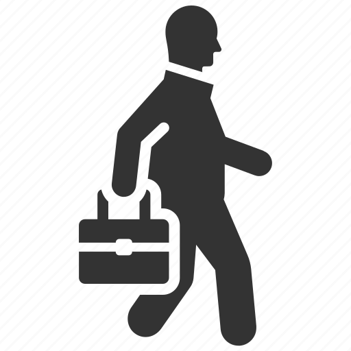 Briefcase, businessman, going, office, bag, walking, move icon - Download on Iconfinder