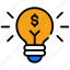 light, bulb, dollar, creative, cash, business 