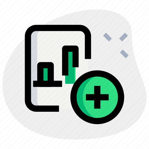 Bar, chart, paper, plus, business, performance icon - Download on Iconfinder