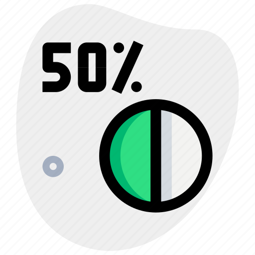 Fifty, percent, pie, chart, business, performance icon - Download on Iconfinder
