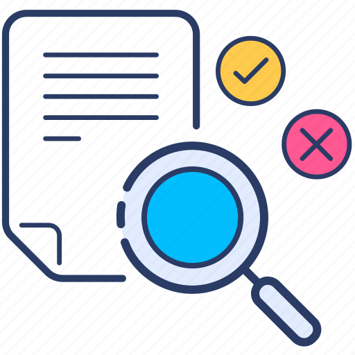 Amendment, correction, improvement, magnifire icon, proofreading, searching, sheet icon - Download on Iconfinder