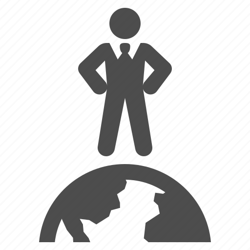 Business, businessman, earth, globe, man, on top of the world, success icon - Download on Iconfinder
