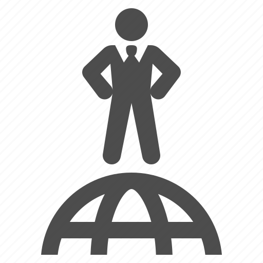 Business, businessman, globe, on top of the world, success icon - Download on Iconfinder