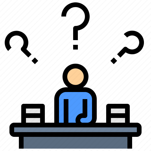 Thinking, help, desk, information, support, examination, confuse icon - Download on Iconfinder