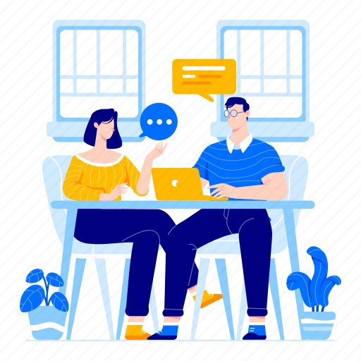 Discuss, talking, business, talk, discussing, concepts illustration - Download on Iconfinder