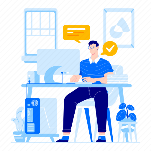 Working, work, office, man, employer illustration - Download on Iconfinder
