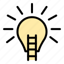 business, startup, bulb, idea, bright, success, ladder