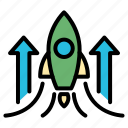 business, startup, rocket, launch, up, arrow, spaceship