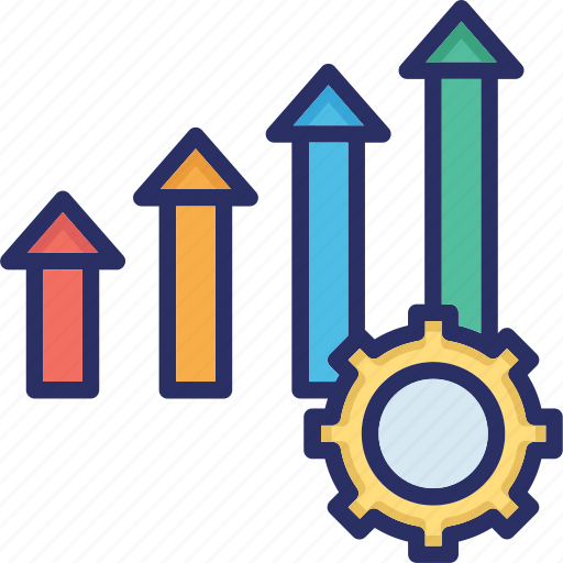 Bar graph, cogwheel, management, progress, sales force management icon - Download on Iconfinder