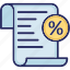 commissions, discount, document, percentage, tax 
