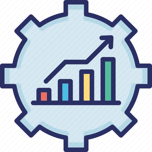Analytics, bar chart, cog, performance, productivity icon - Download on Iconfinder