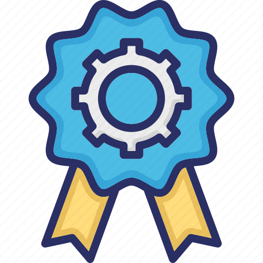Badge, cog, management, product management, product quality, quality icon - Download on Iconfinder