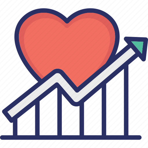 Graph, heart, increase customer loyalty, loyalty, retention icon - Download on Iconfinder