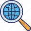 global search, globe, magnifying, search, search glass 