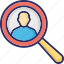 candidate, find employees, find user, magnifying, recruitment 