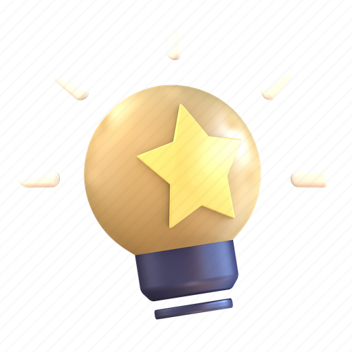 Idea, bulb, light, creative 3D illustration - Download on Iconfinder