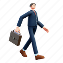 walking, with, briefcase, business, businessman, character 