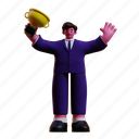 businessman, is, celebrating, with, trophy, illustration, concept, idea, character 