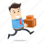 box, businessman, delivery, employee, run, send, shipping 