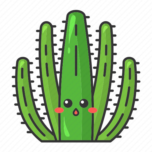 Cactus, character, cute, emoji, kawaii, organ pipe, succulent icon - Download on Iconfinder