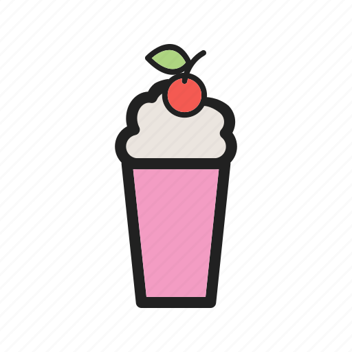 Cafe, color, drink, glass, milkshake, straw, strawberry icon - Download on Iconfinder