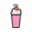 cafe, color, drink, glass, milkshake, straw, strawberry 