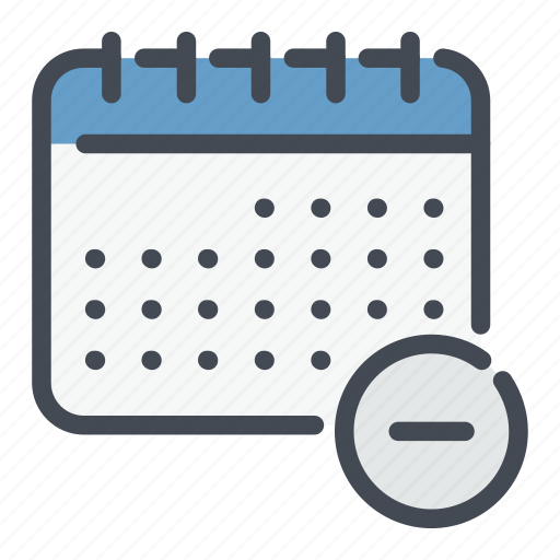 Calendar, date, delete, minus, planner, remove icon - Download on Iconfinder