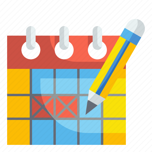 Write, schedule, calendar, date, pencil, edition, cross icon - Download on Iconfinder