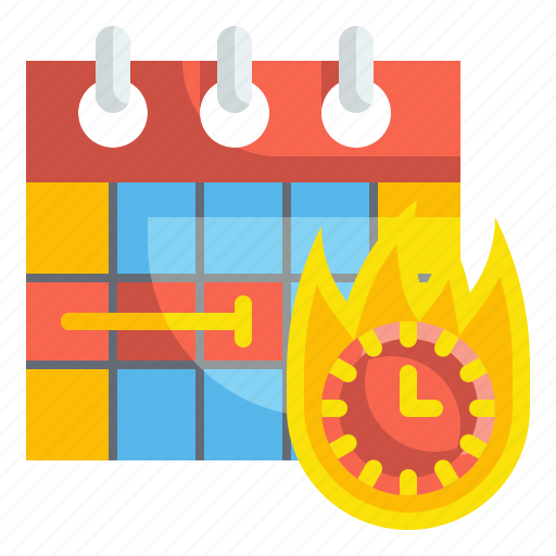 Schedule, calendar, deadline, date, clock, flame, time icon - Download on Iconfinder