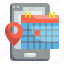 location, schedule, calendar, map, gps, smartphone, placeholder 