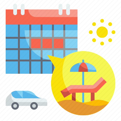 Seaside, schedule, calendar, holiday, vacation, beach, car icon - Download on Iconfinder