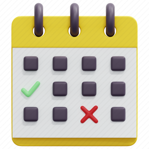 Calendar, schedule, administration, organization, time, date, 3d icon - Download on Iconfinder