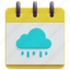 calendar, cloud, raining, weather, time, date, daily, 3d 