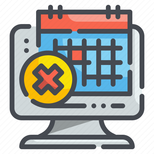 Cross, screen, cancel, delete, event, calendar, schedule icon - Download on Iconfinder