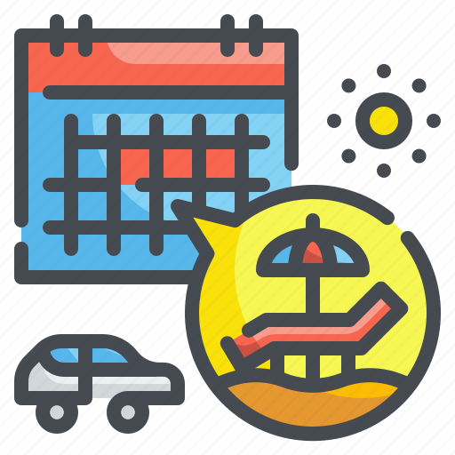 Beach, vacation, seaside, car, calendar, schedule, holiday icon - Download on Iconfinder