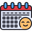 emoji, smile, date, schedule, calendar