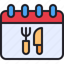 knife, dinner, fork, schedule, calendar