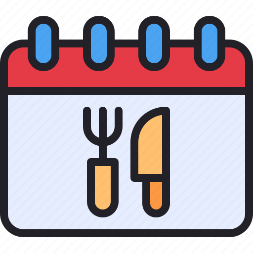 Knife, dinner, fork, schedule, calendar icon - Download on Iconfinder