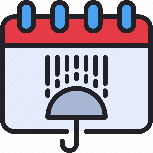 Umbrella, rain, rainy, schedule, calendar icon - Download on Iconfinder