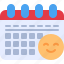 schedule, calendar, date, smile, emoji 