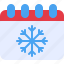 schedule, calendar, snowflake, date, winter 