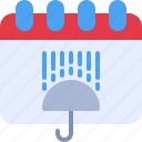 schedule, calendar, rainy, umbrella, rain