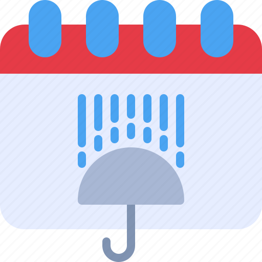 Schedule, calendar, rainy, umbrella, rain icon - Download on Iconfinder