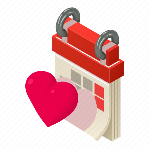 Agenda, calendar, heart, isometric, logo, month, object icon - Download on Iconfinder