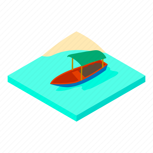 Boat, island, isometric, logo, object, umbrella, water icon - Download on Iconfinder